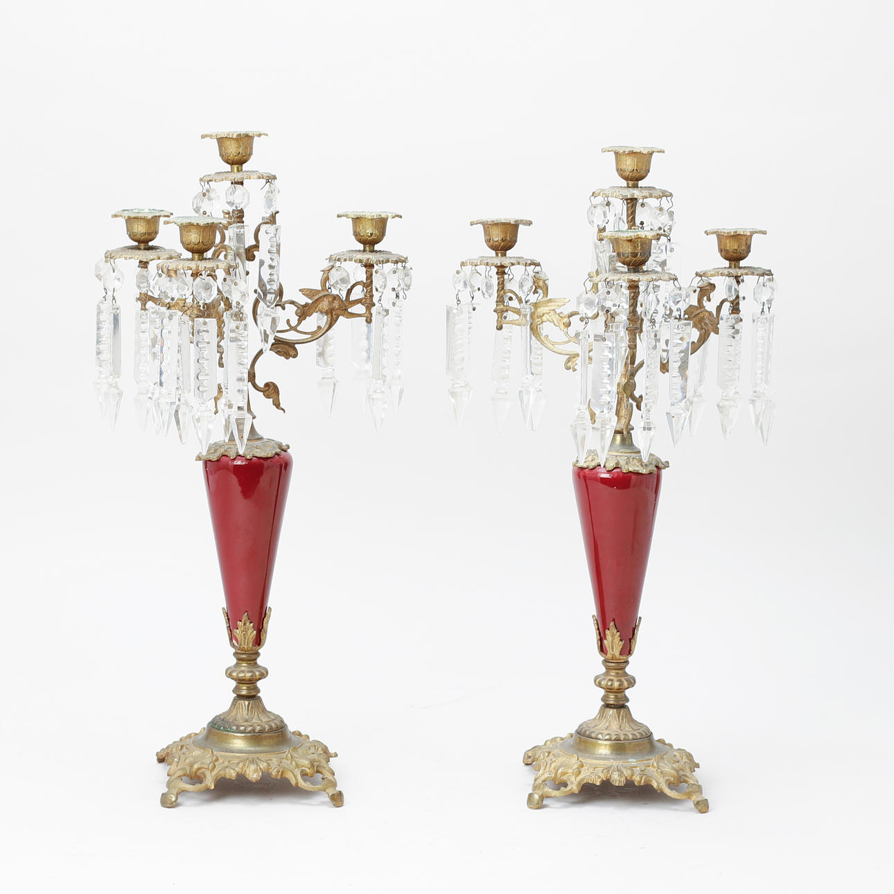 A pair of Oscarian chandeliers, circa the turn of the century 1900.