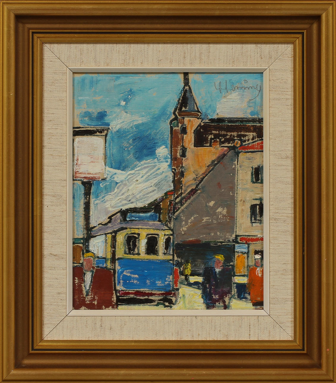 WILHELM HENNING. Spårvagn, olja på duk, signerad.