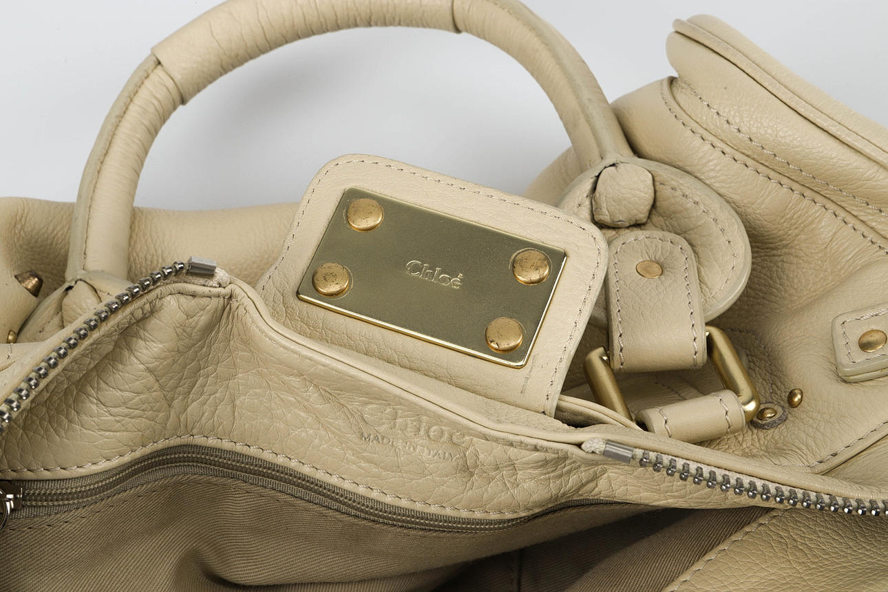 CHLOÉ, “Paddington” handbag, crème-coloured leather. Vintage
