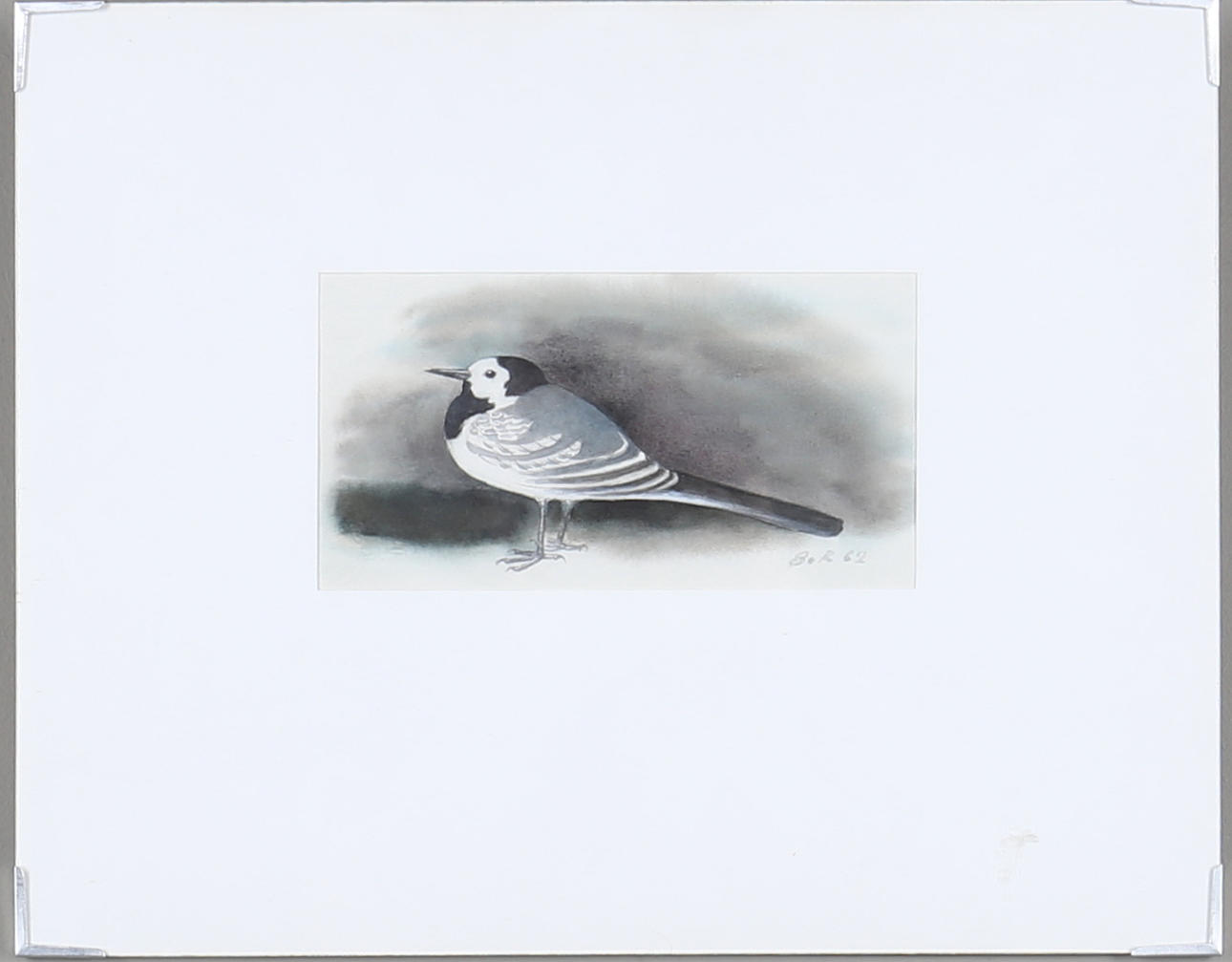 OIDENTIFIERAD KONSTNÄR. Sädesärla, akvarell, signerad B & R samt daterad '62.