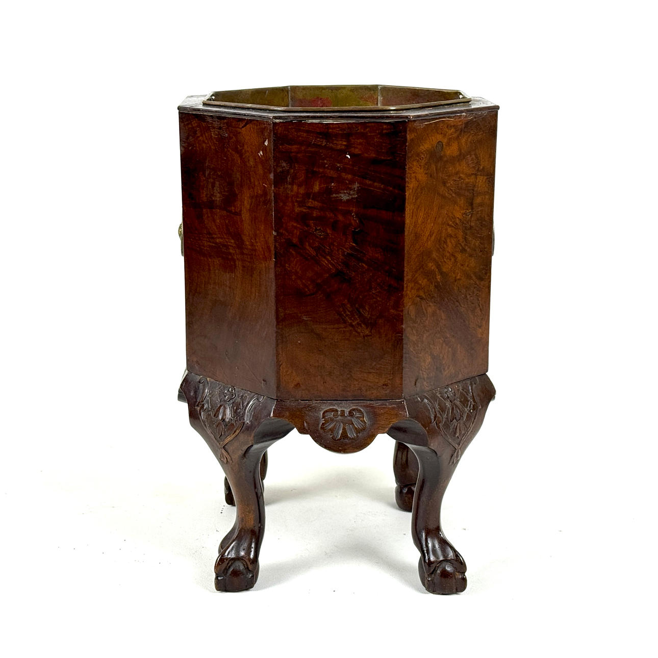 MACETERO CHAPADO OCTOGONAL REVESTIDO DE LATÓN.