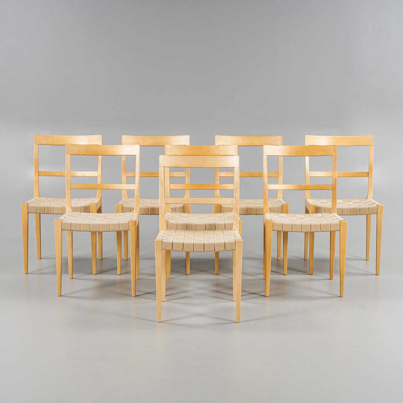 BRUNO MATHSSON. Chairs 8 pieces “Mimat” Mathsson International, 1982.