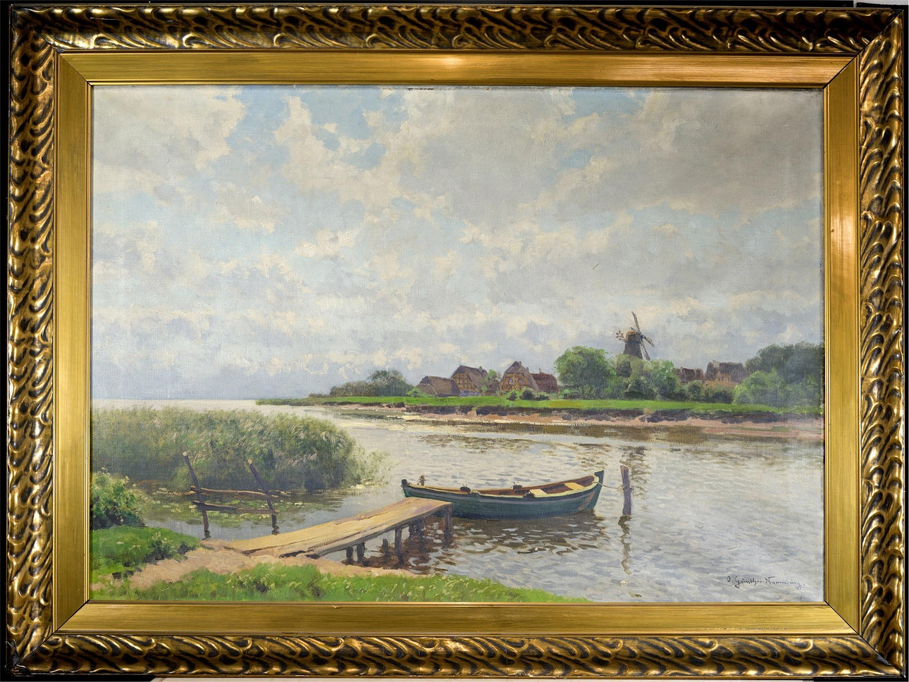 OTTO GÜNTHER-NAUMBURG (1856 NAUMBURG - 1941 BERLIN). Nordtysks flodlandskap, olja på duk.