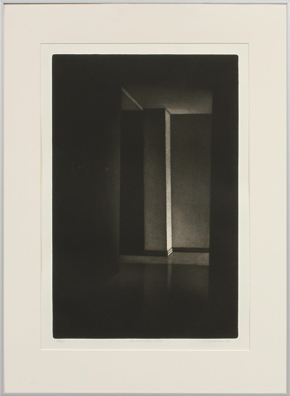 JUKKA VÄNTTINEN. "Raskolnikovs vind". Mezzotint, signerad 82 och numrerad 14/50.