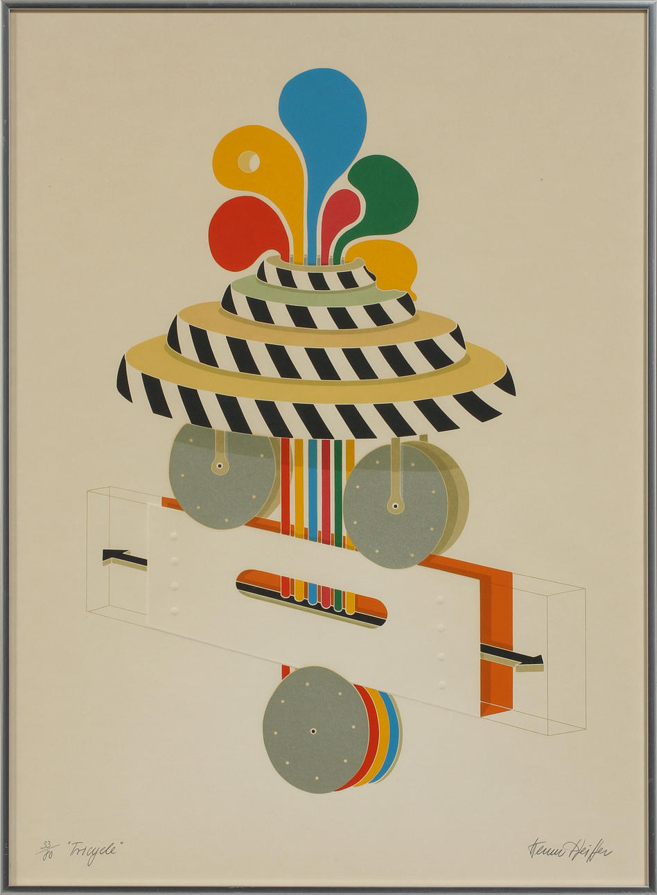 WERNER PFEIFFER. "Tricycle", färglitografi, sign o numr 33/80.
