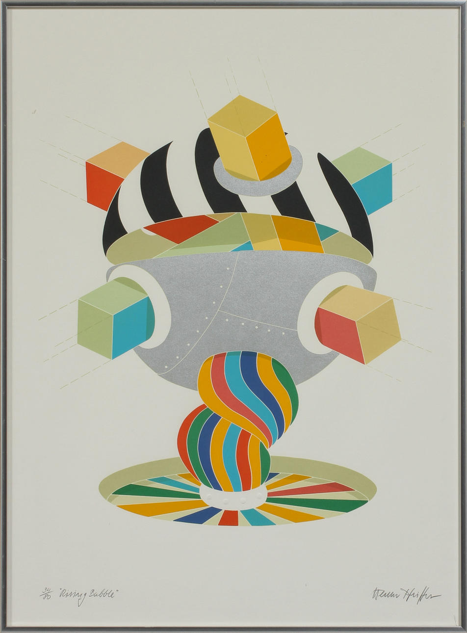 WERNER PFEIFFER. "Rising Bubble", färglitografi, sign o numr 34/80.