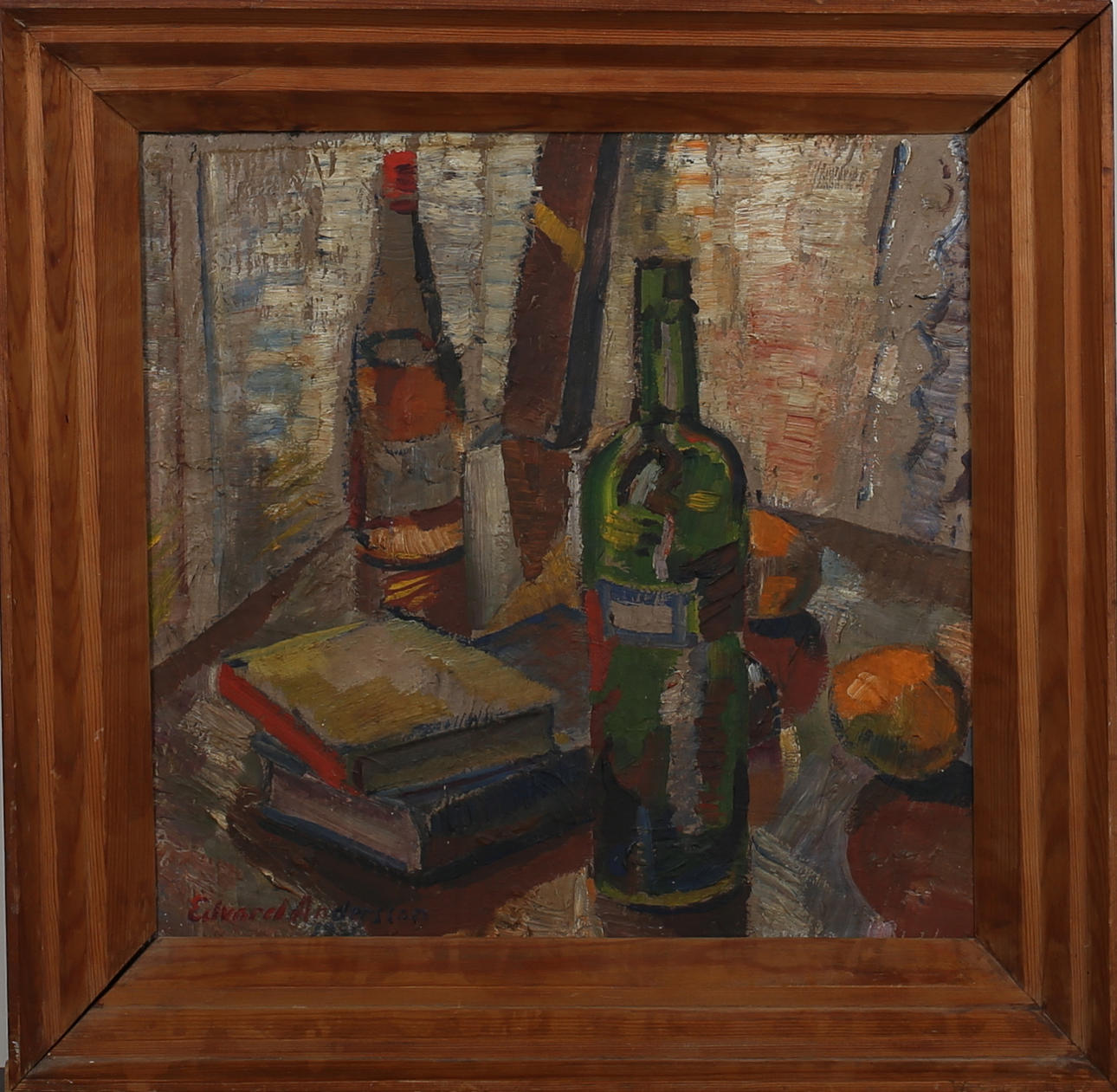 EDVARD ANDERSSON. Stilleben. Olja på pannå. signerad.