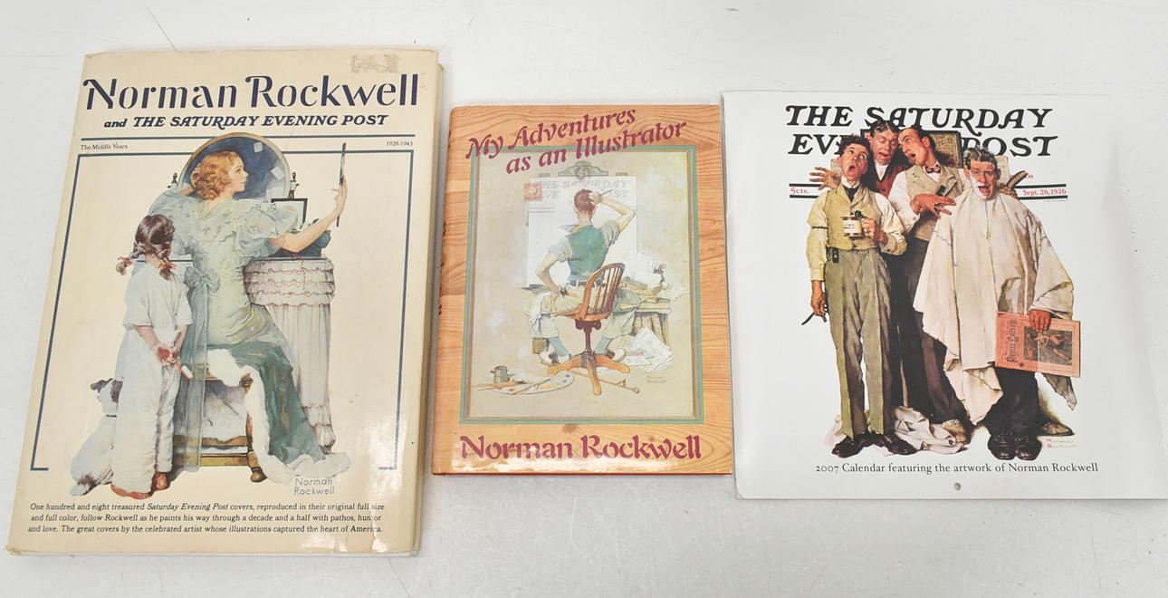 Böcker av Norman Rockwell. 2 volymer + 1 kalender.