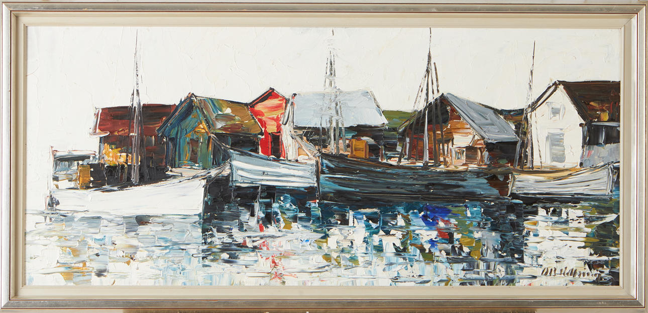 DAG BJÖRN HELLSING. Harbour scene, signed, oil on panel.