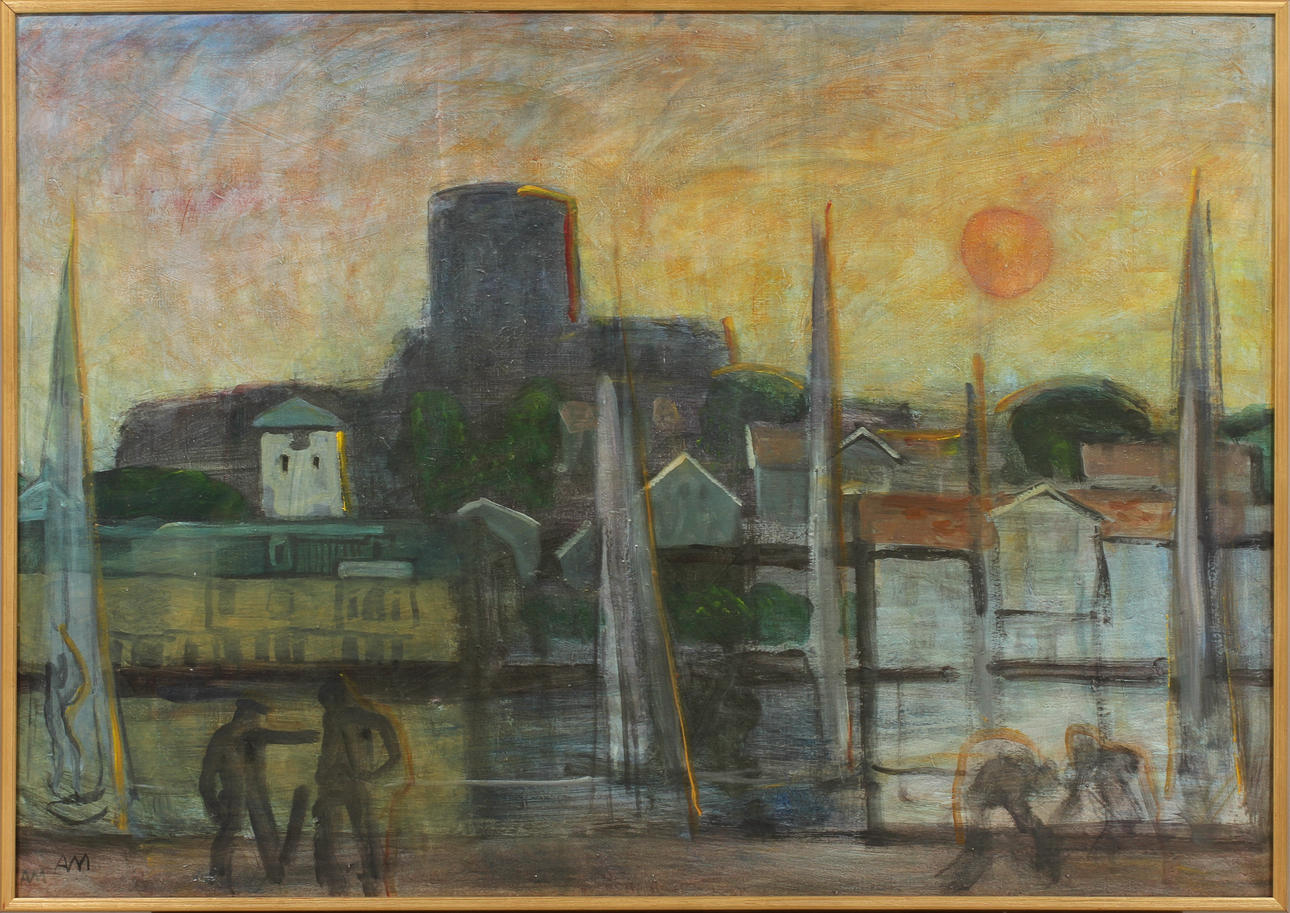 ARNE MALMBORG. Marstrand, olja på duk, signerad AM.