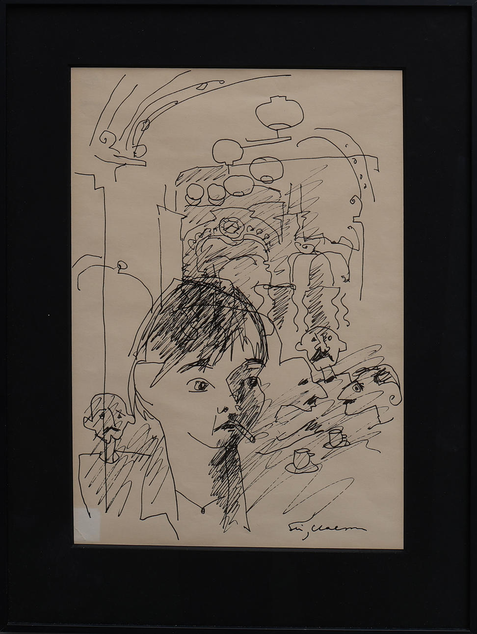 A FRAMED INK DRAWING BY STIG CLAESSON- SLAS.