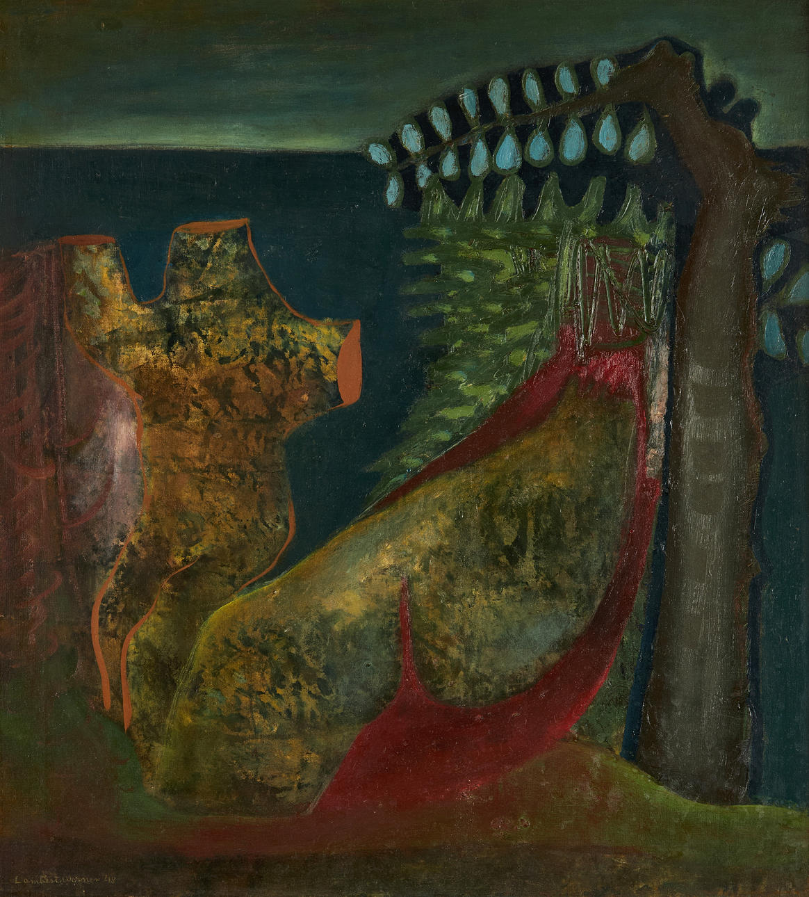 LAMBERT WERNER (1900-1983) Surrealist composition, signed and dated 'Lambert Werner 48', oil on canvas.