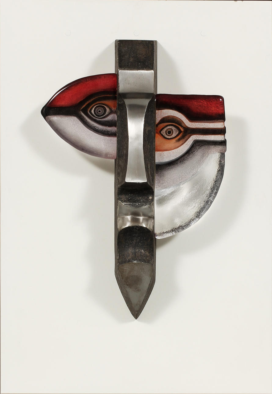 MATS JONASSON. Skulptur, glas och metall, signerad och numrerad 12/99.