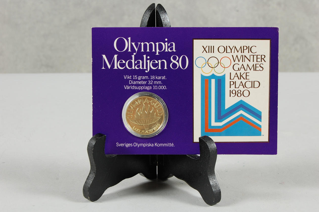 GULDMEDALJ, 18 karat, Olympiamedaljen 80, Vikt 15 gram.