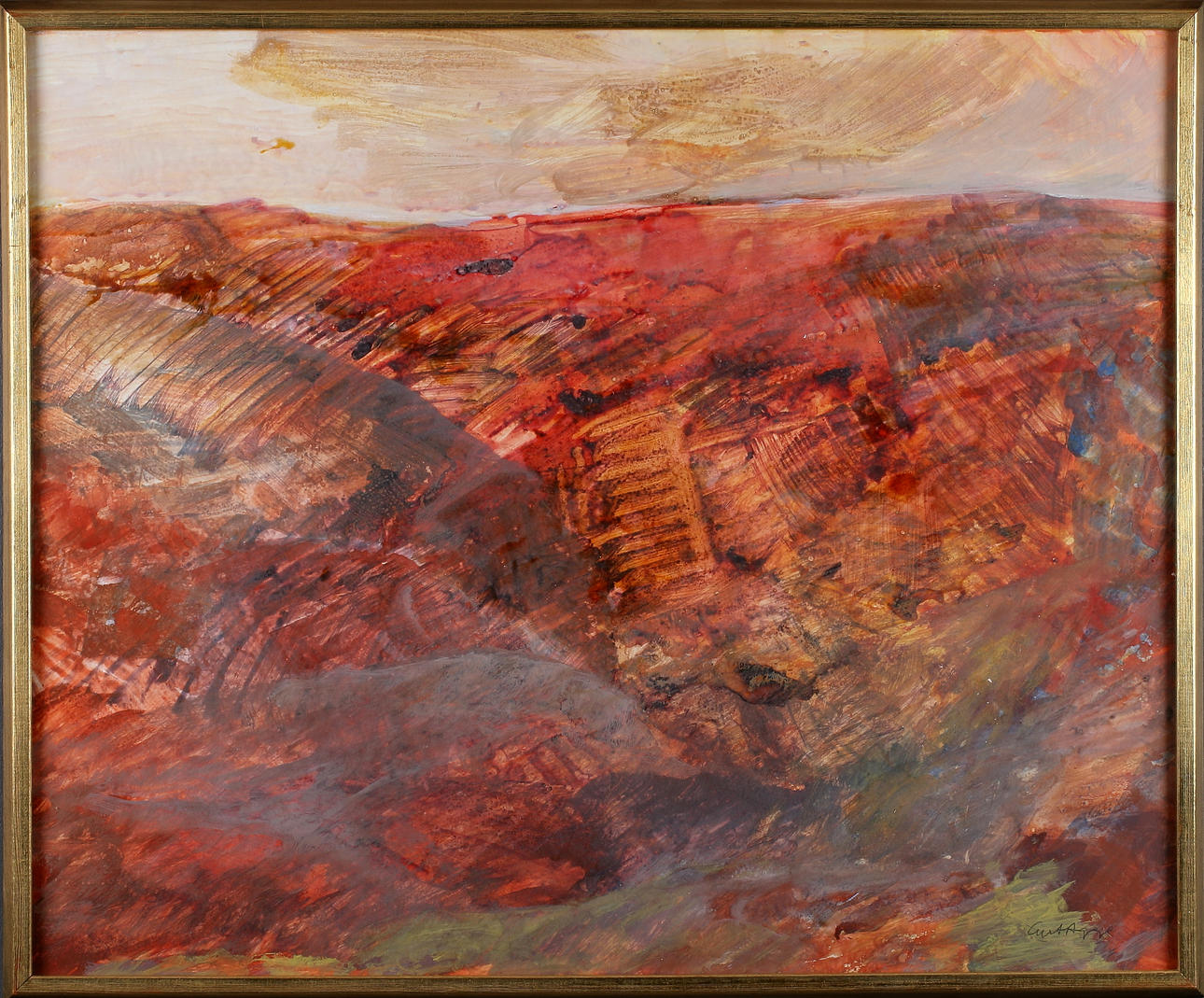 CURT AGGE. "På fjället i aftonsol", gouache, signerad och daterad 1971.