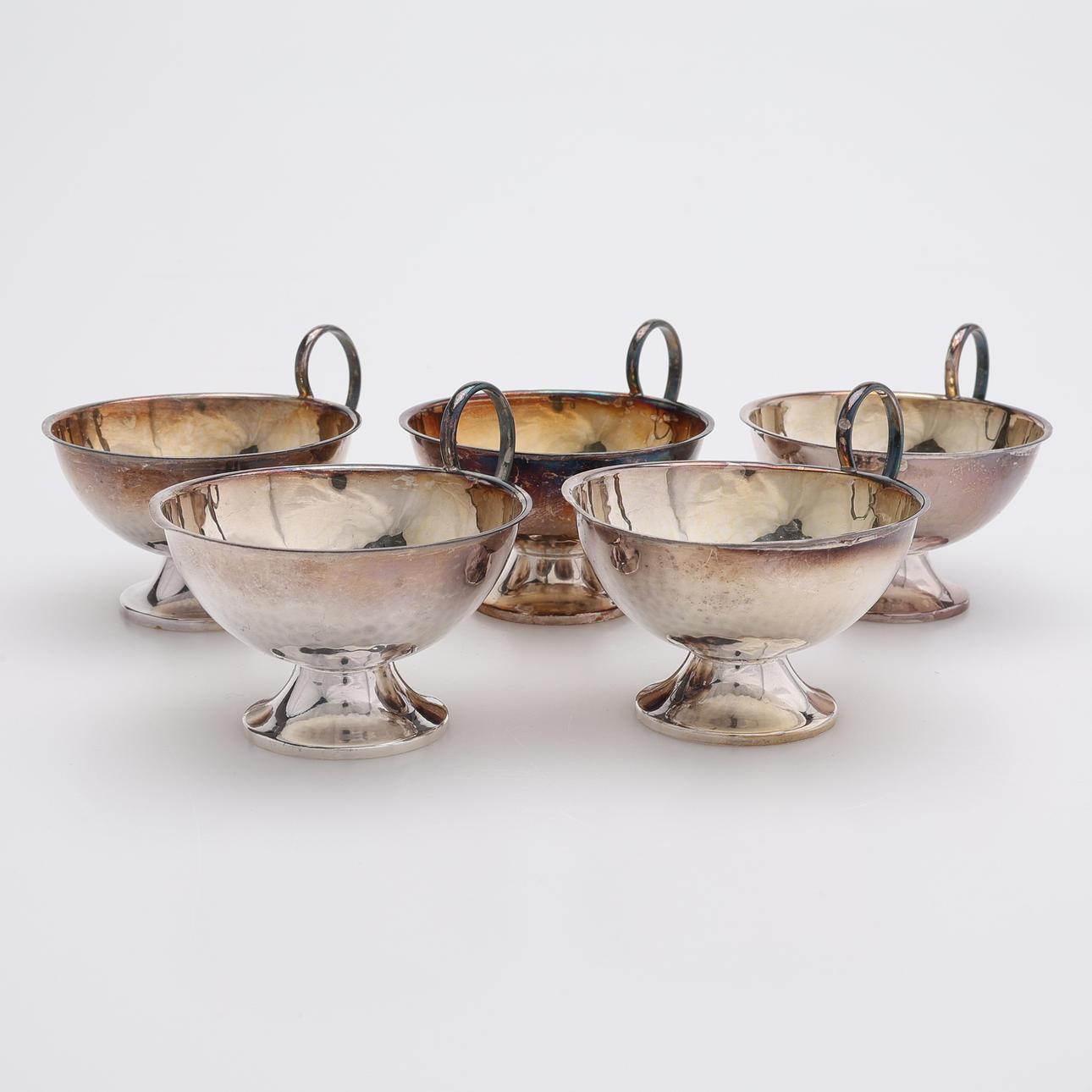 PUNCHBÄGARE, 5 STYCKEN, SILVER, TOTAL VIKT 157 GRAM.