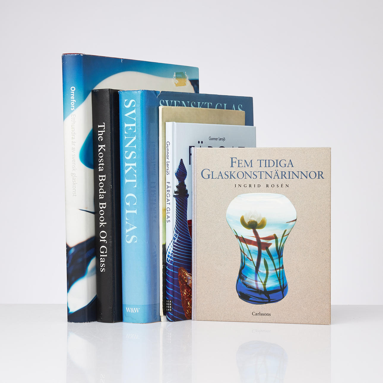 SAMLING BÖCKER, 6 delar, om glas.