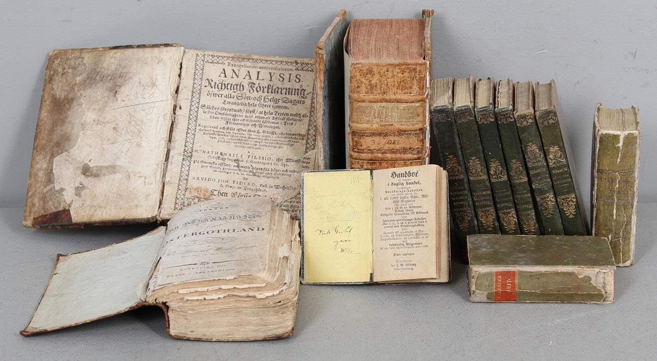 BÖCKER, 11 delar, 1600-1800-tal.