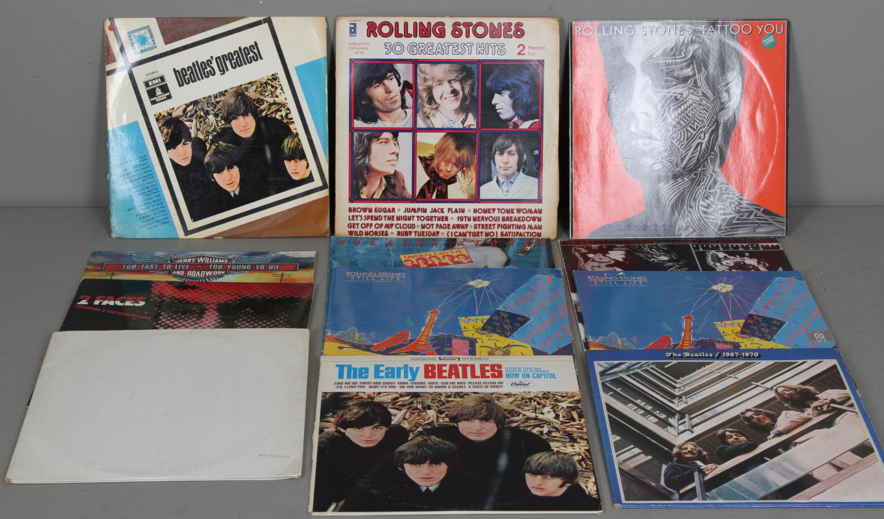 LP SKIVOR, 12 st, bl.a. Rolling Stones, Beatles.