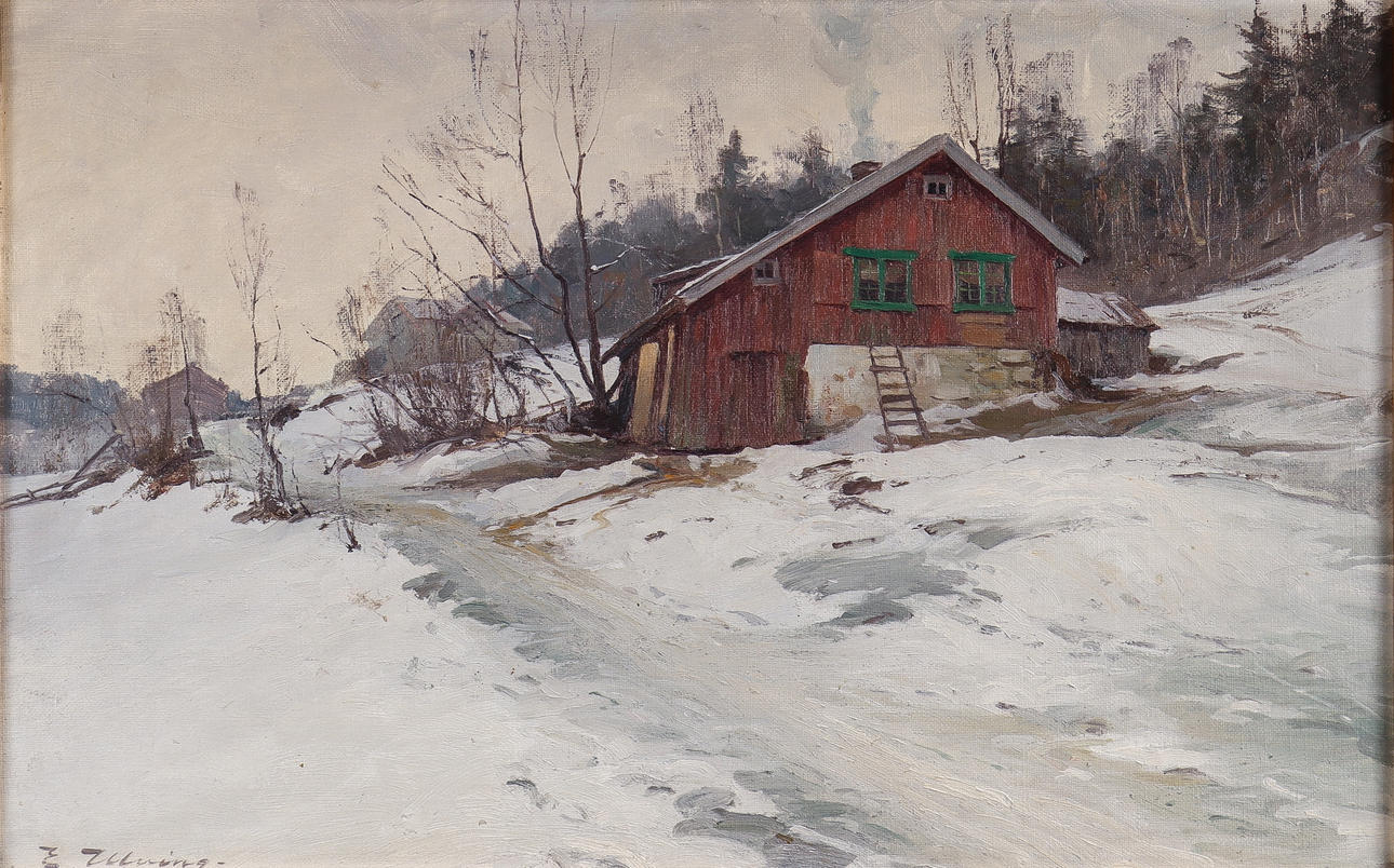 EVEN ULVING (NORGE 1863-1952). Winter landscape.