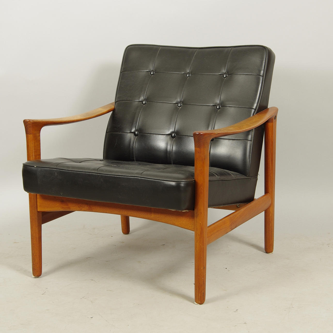 FÅTÖLJ, teak/konstskinn, Bröderna Andersson.