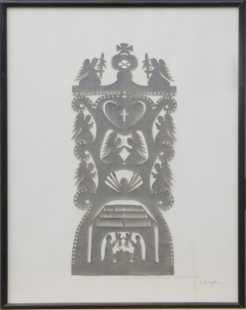 OIDENTIFIERAD KONSTNÄR. SILHOUETTE CLIP with angels, signed.