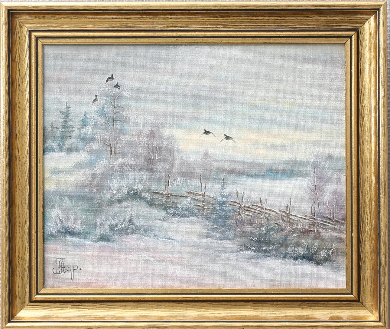 FINN ASP. Fåglar i landskap. Olja på duk, signerad.