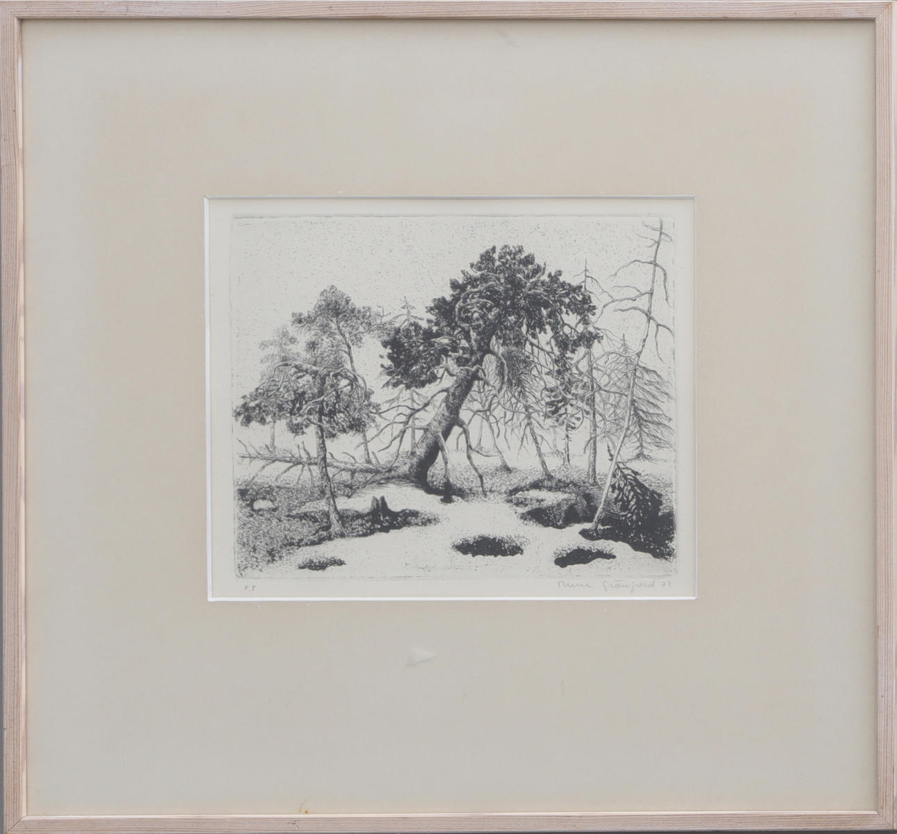 RUNE GRÖNJORD. GRAPHIC SHEET, signed.