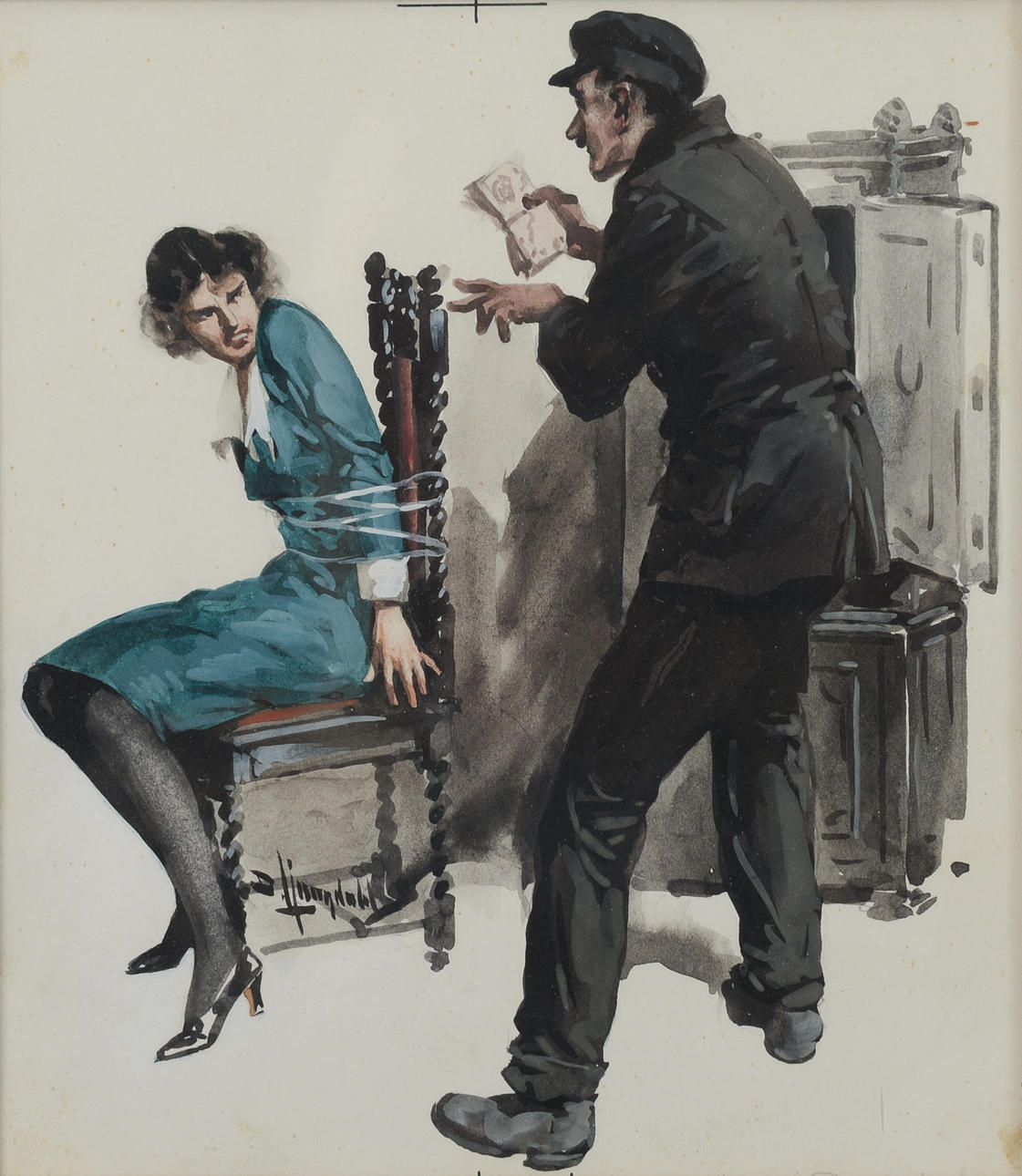 DAVID LJUNGDAHL. Interrogation, Mixed media, signed.