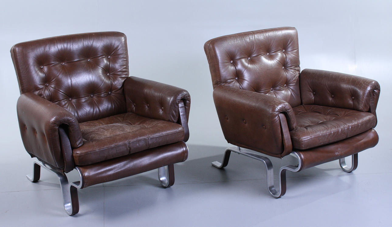 FÅTÖLJER, ett par, 'Flytande Design', Eric Sigfrid Persson, 1960-tal.