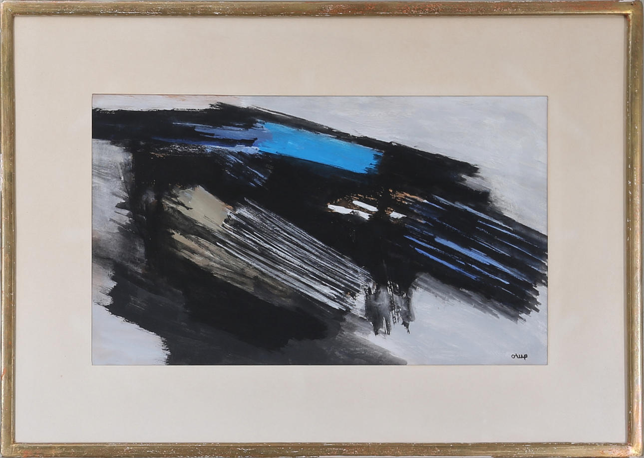 BENGT ORUP. Komposition, gouache, signerad.