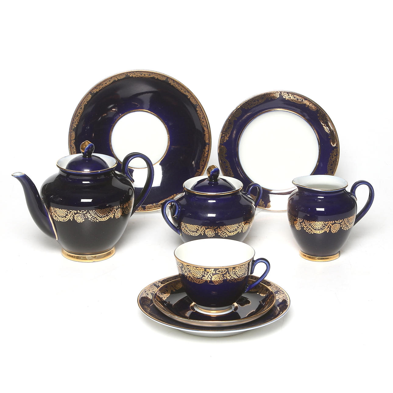 TESERVIS, 46 delar, porslin, Lomonosov, Ryssland, 1900-tal.