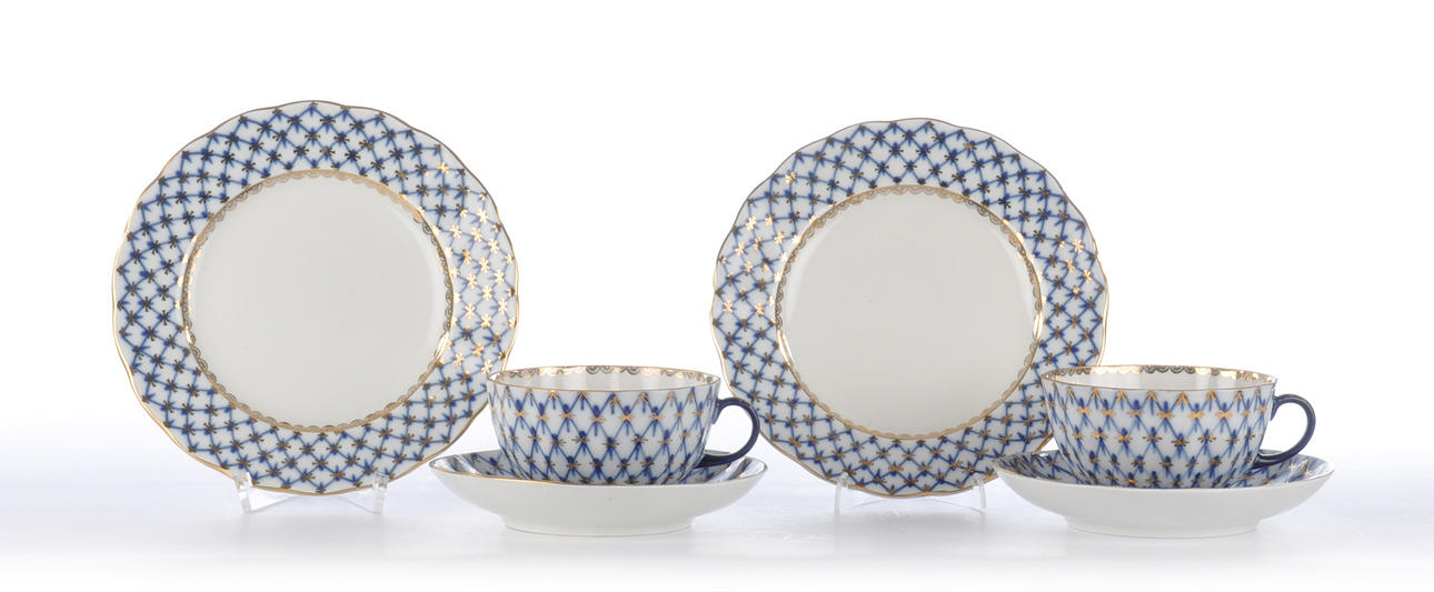 LOMONOSOV KOBALT-NETZ. 2 kaffeserviser.