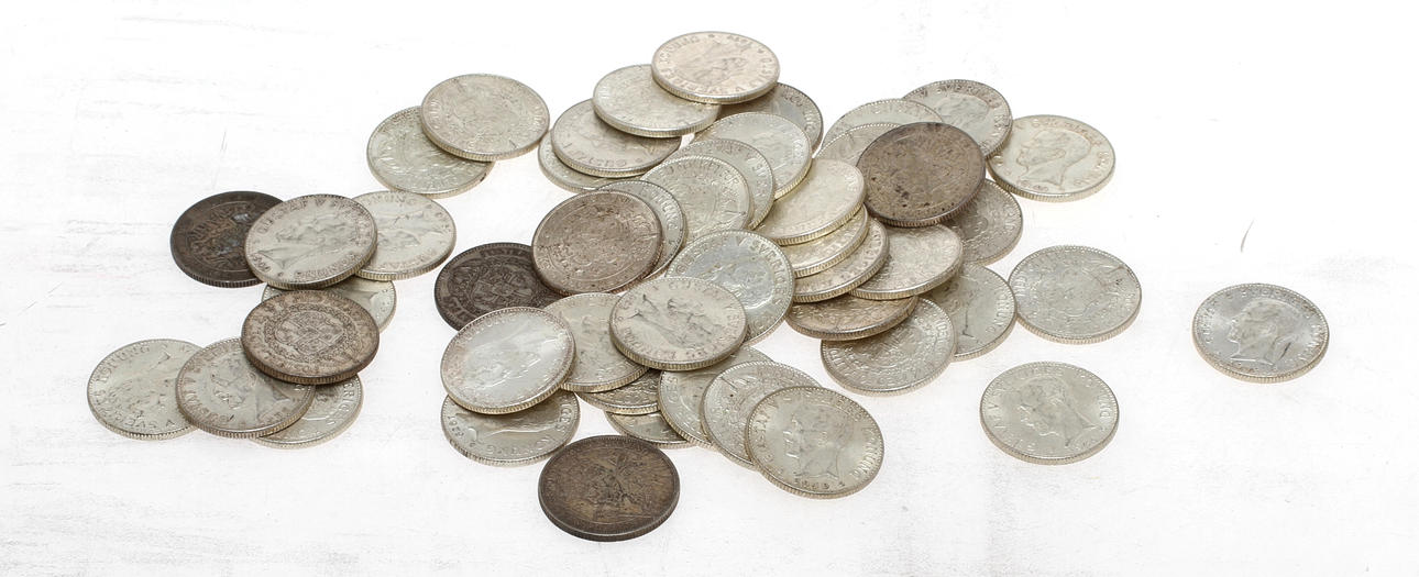 PARTI MYNT, mestadels svenska 2 kronorsmynt före 1940.