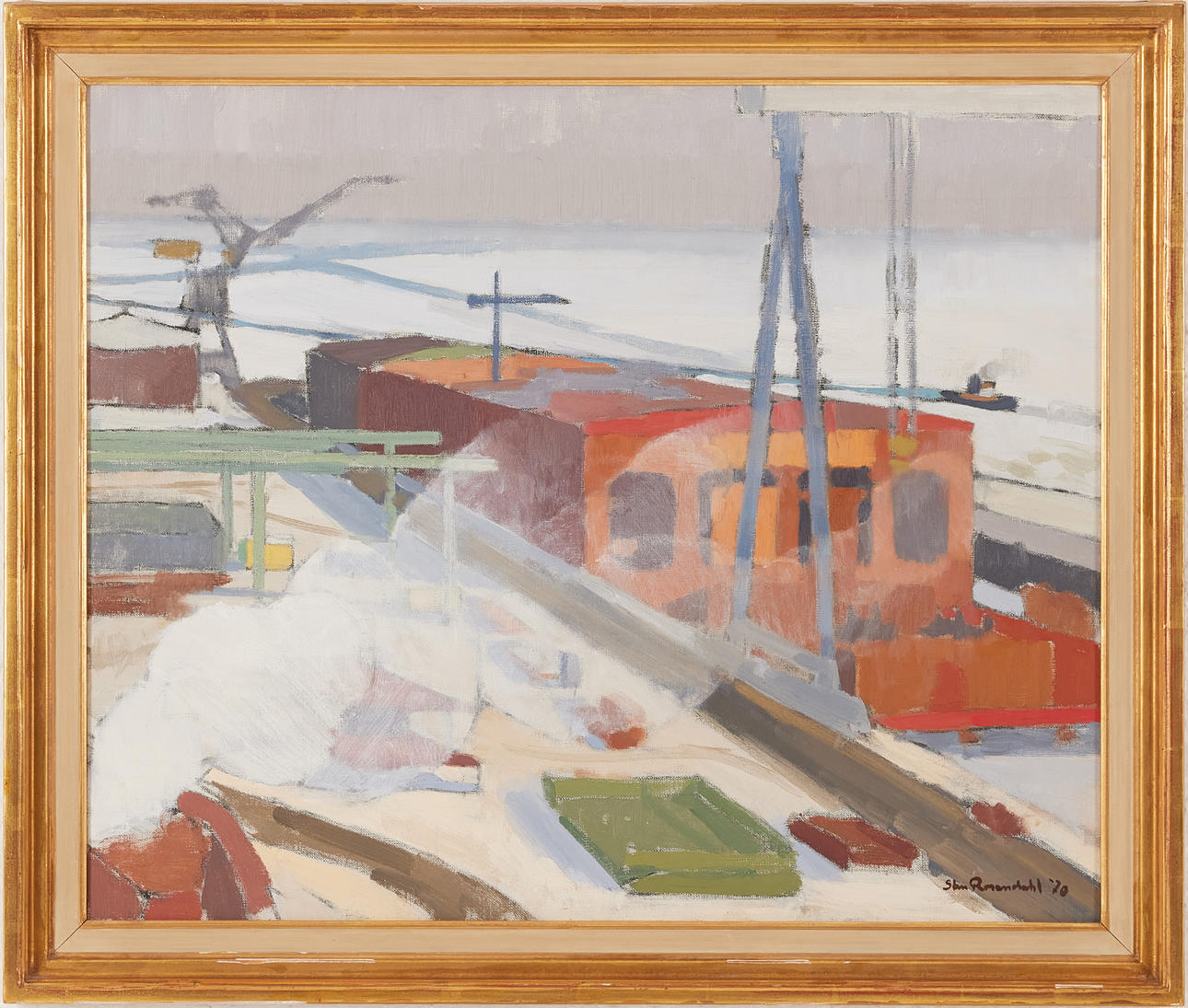 STEN ROSENDAHL (1948). Harbour motif, oil on canvas, signed, -70.