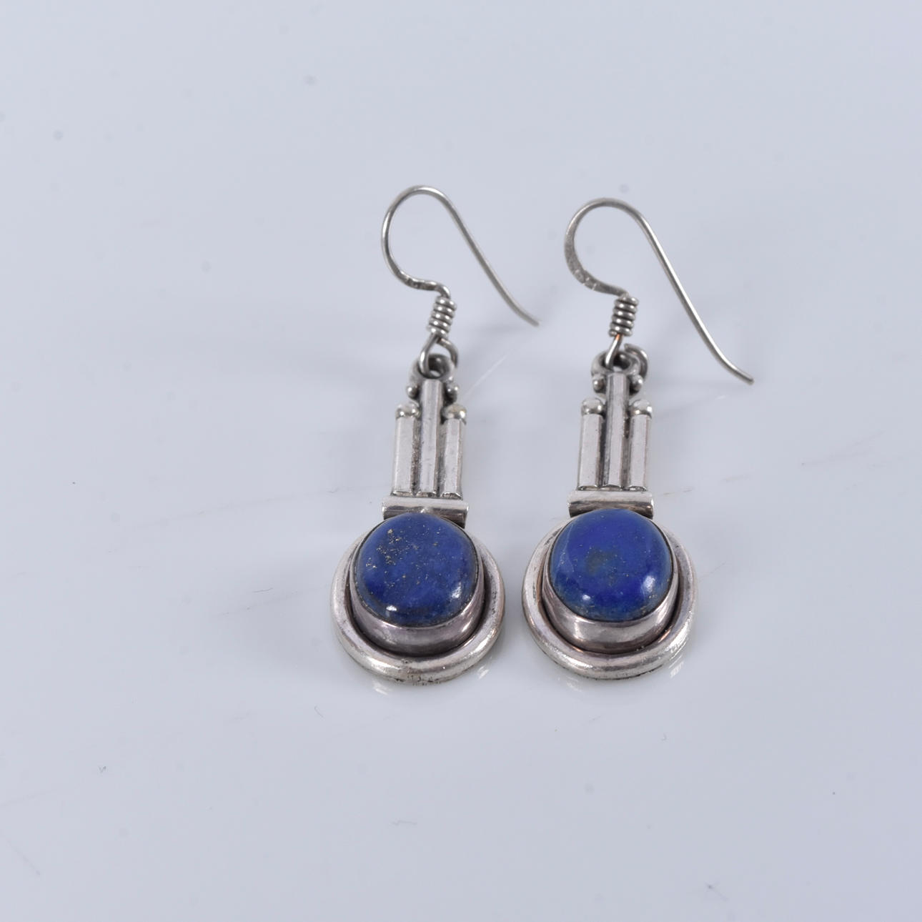 EARRINGS, with blue stones, sterling silver.