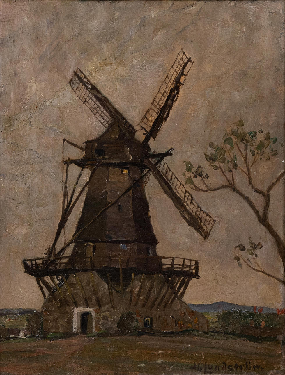 HELGE LUNDSTRÖM. Mölla, oil on panel, signed.