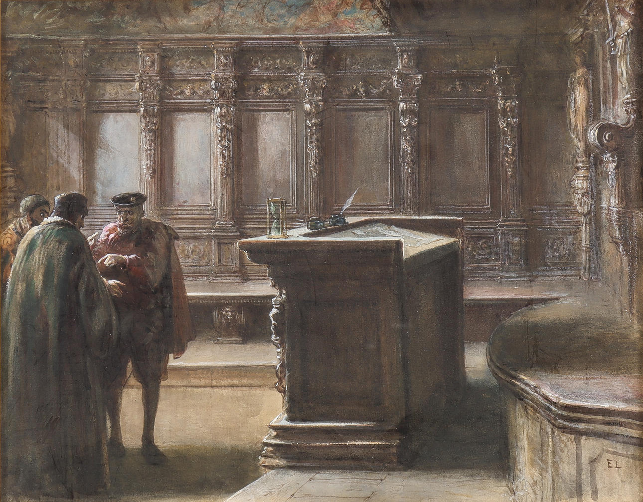 EGRON LUNDGREN (1815-1875). Renaissance interior.