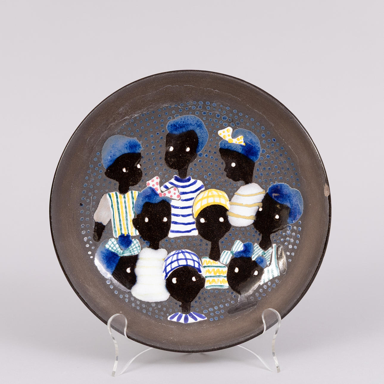 INGRID ATTERBERG. Saucers, African children, earthenware, Upsala-Ekeby.