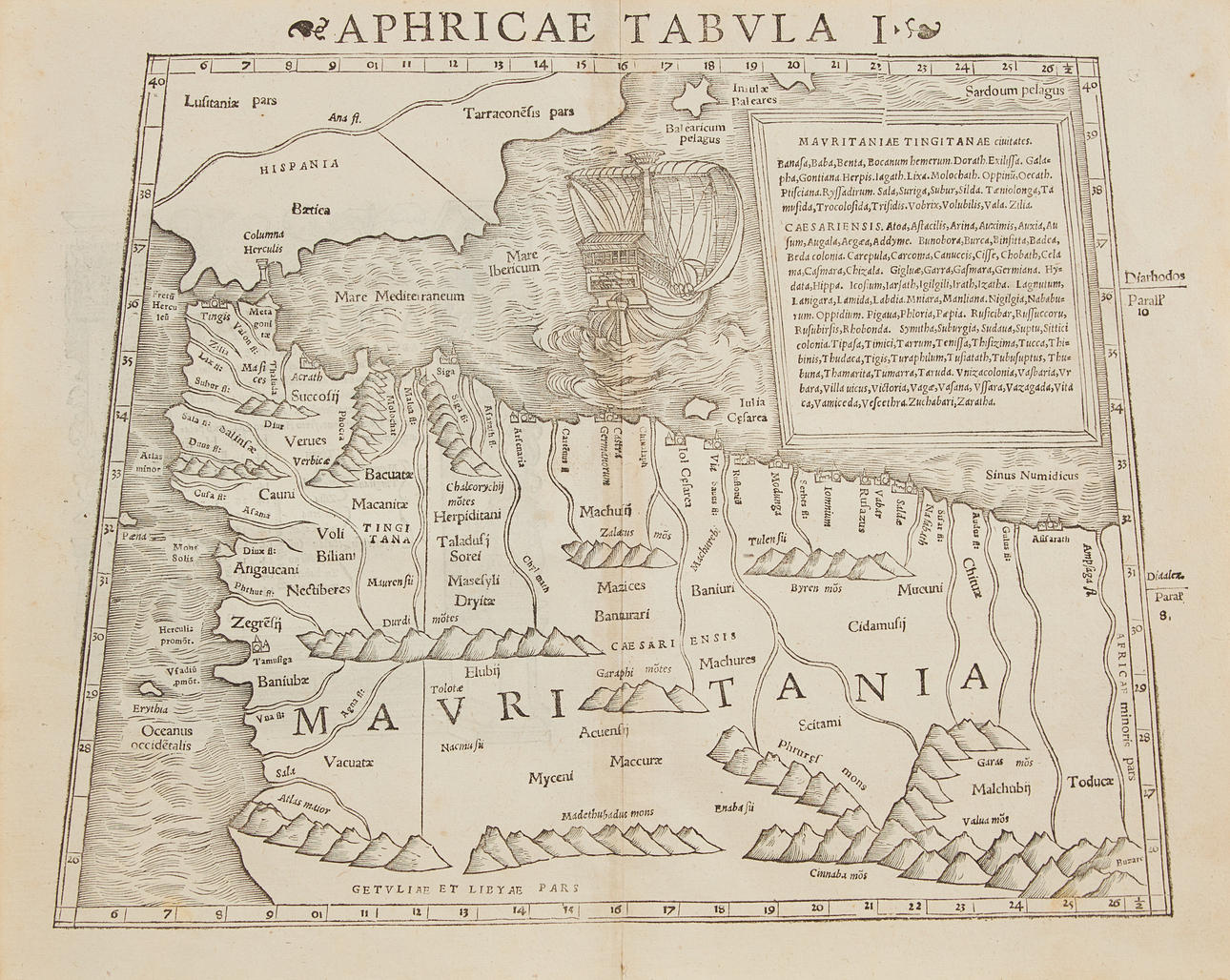 KORT OVER MUNSTER. NORDAFRIKA, SPANIEN GIBRALTAR, CA 1540.