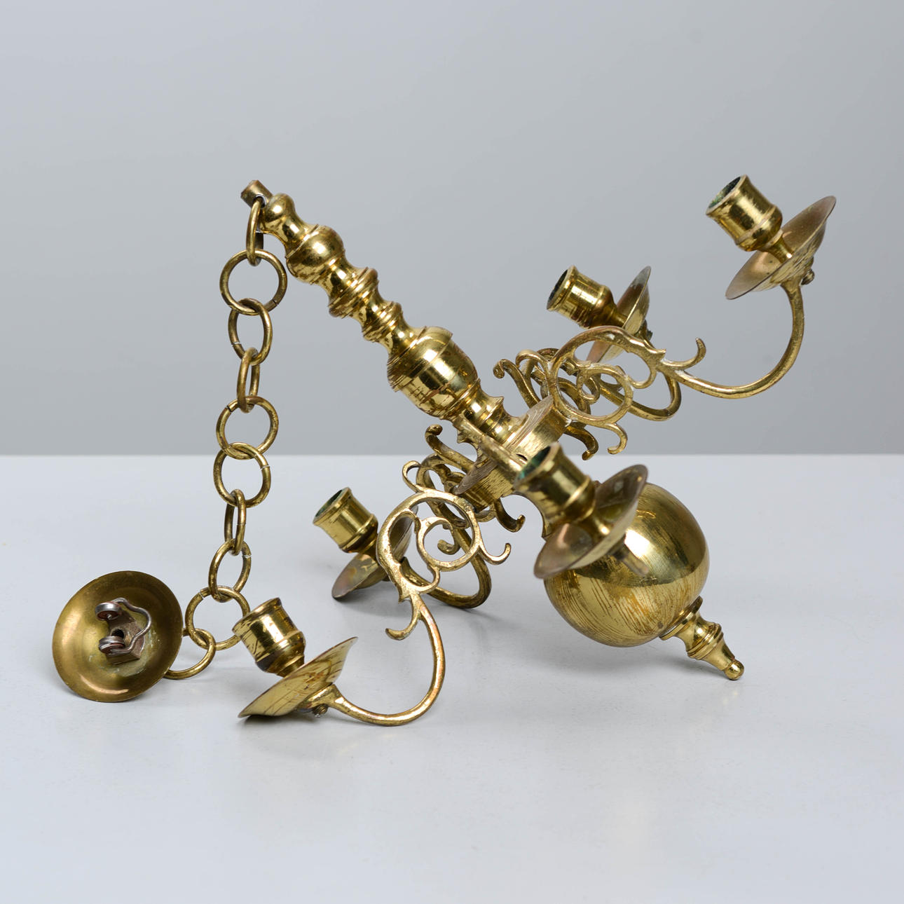 A brass chandelier, 20th century.