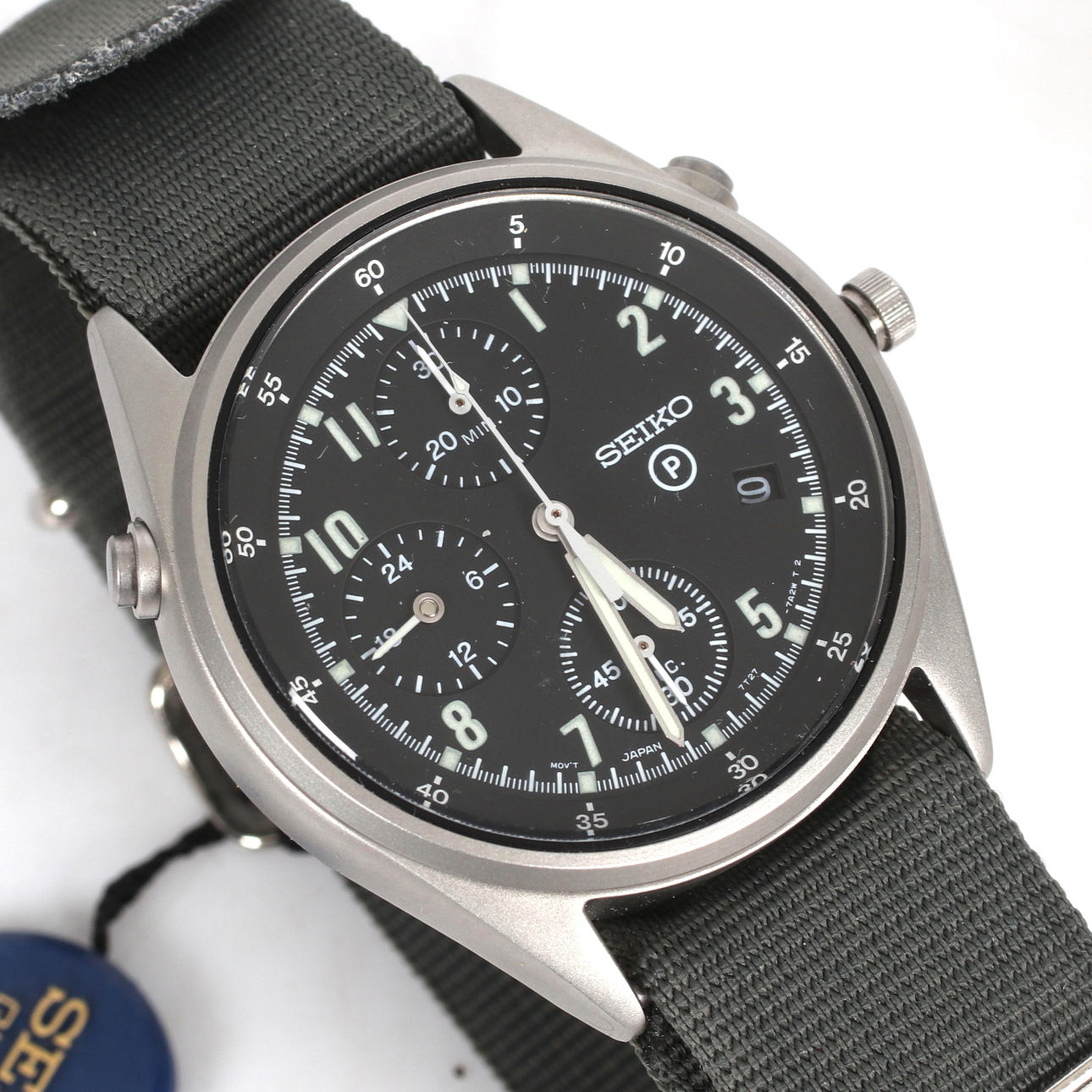 ARMBANSDUR, quartz, datum, minuralglas. Seiko Chronograph cal. 7T27. 1990-tal.