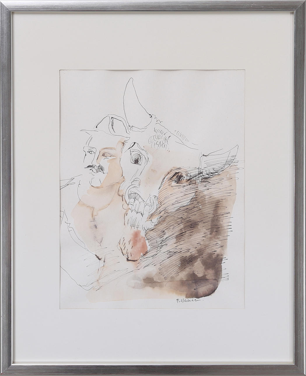 BERTIL VALLIEN. Tjuren, blandteknik, signerad.