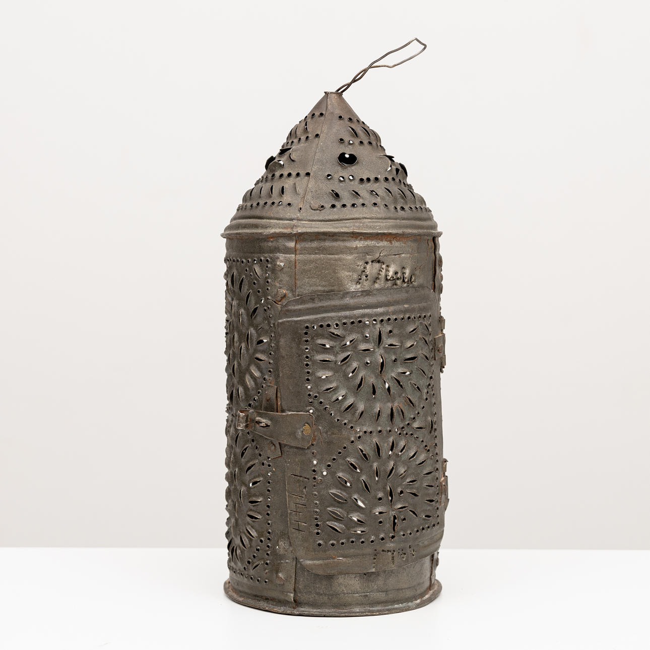 SPIKE LANTERN, iron, bearing dating 1741.