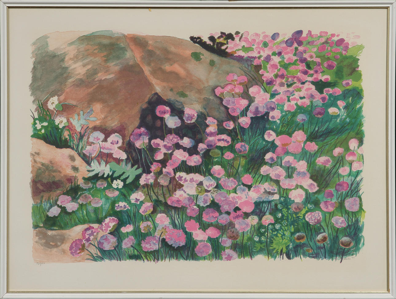 EVY LÅÅS. Blommor, färglitografi, signerad och numrerad 131/150.