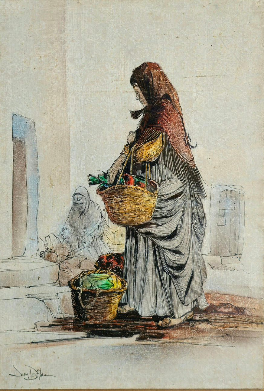 PAYESA IBICENCA. TÉCNICA MIXTA SOBRE TABLEX. ENMARCADO.