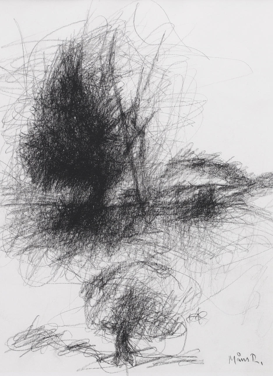 OIDENTIFIERAD KONSTNÄR. Komposition, kolkrita, signerad Måns M.