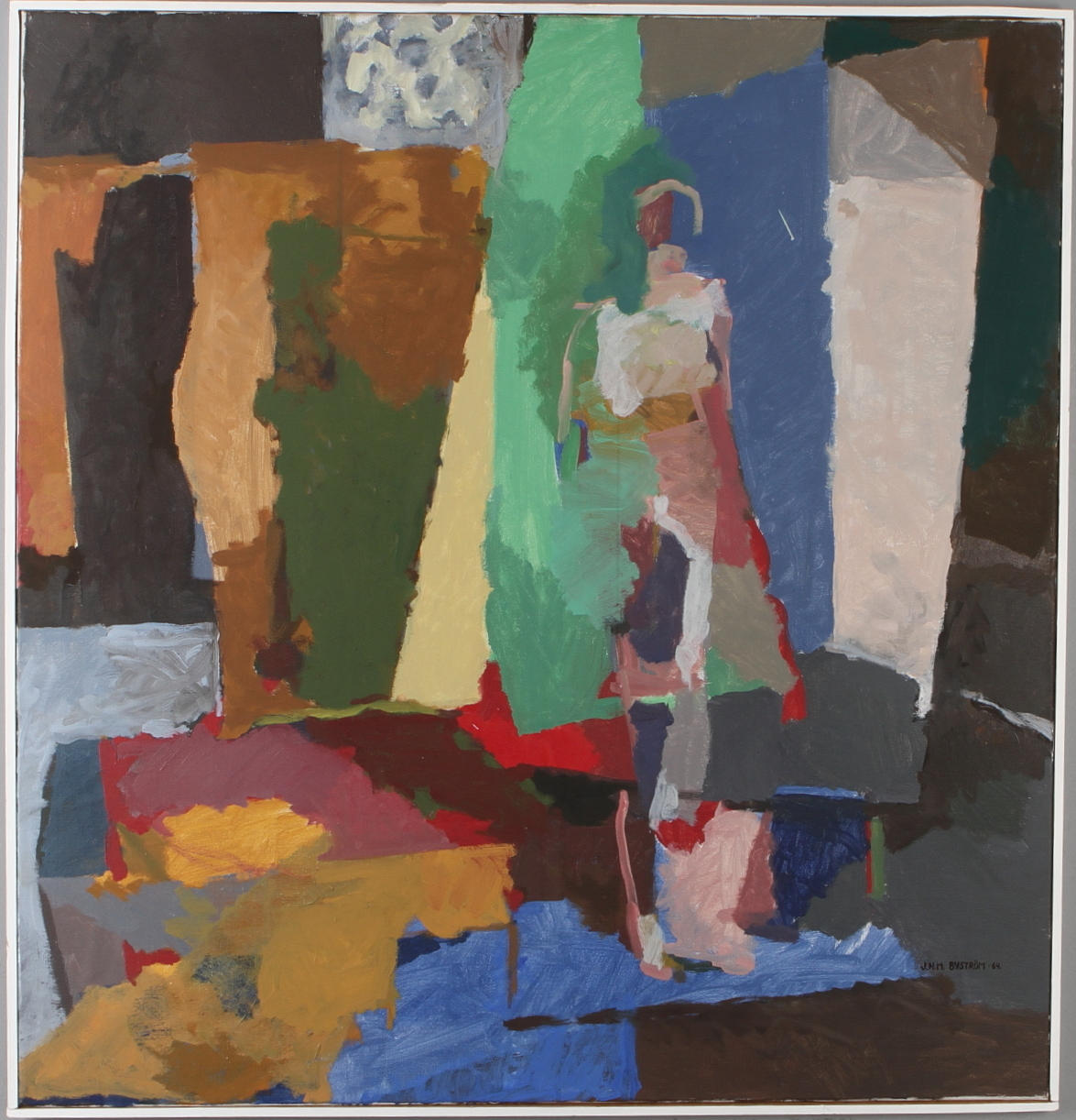 JÖRGEN BYSTRÖM. "Rumsbildningar", olja på duk, signerad JHM Byström -64.