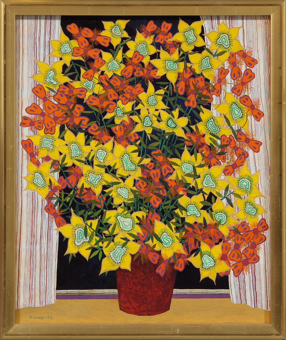 FOLKE LIND. Blommor, olja på duk, signerad och daterad -73.