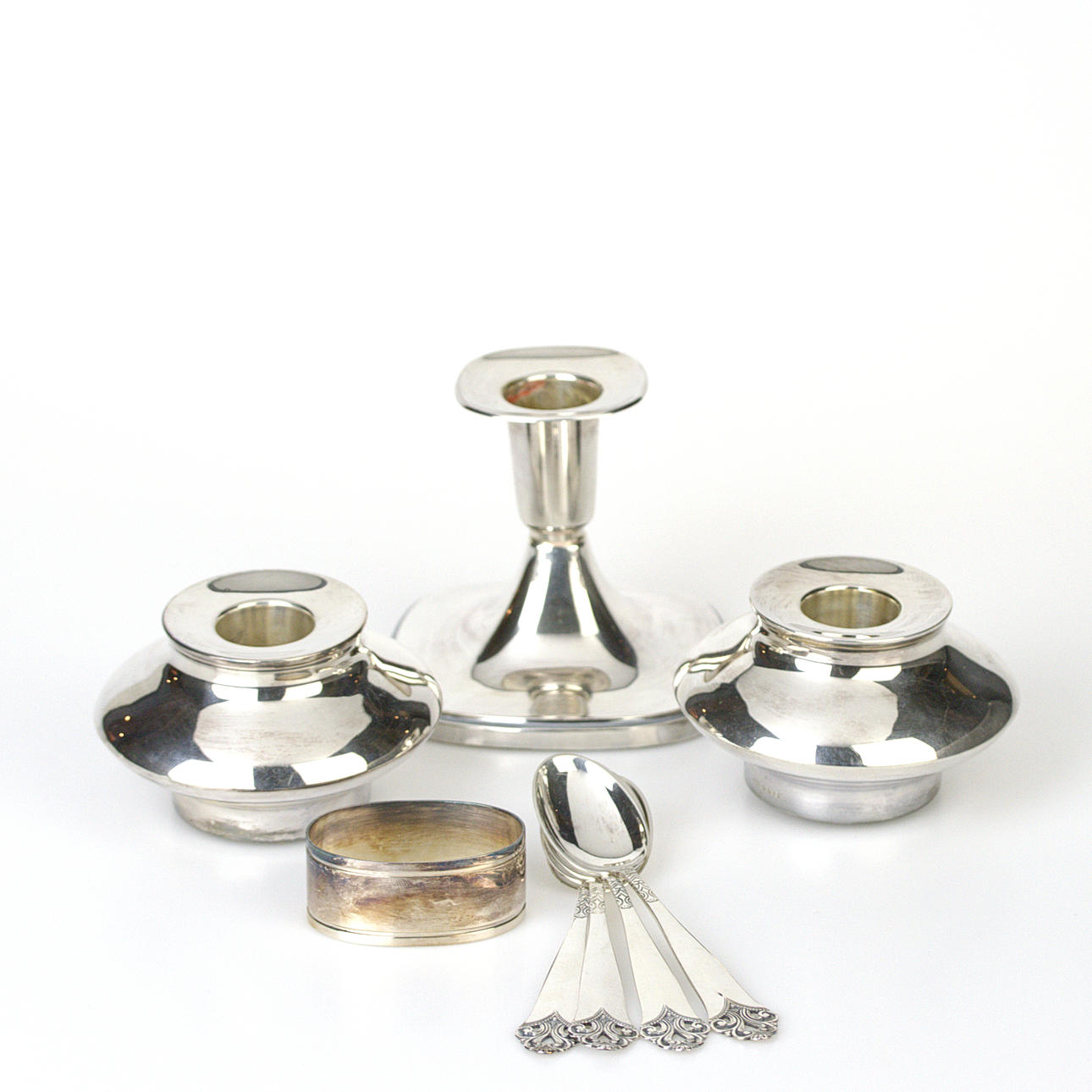 CANDLESTICKS, 8 pieces, silver.